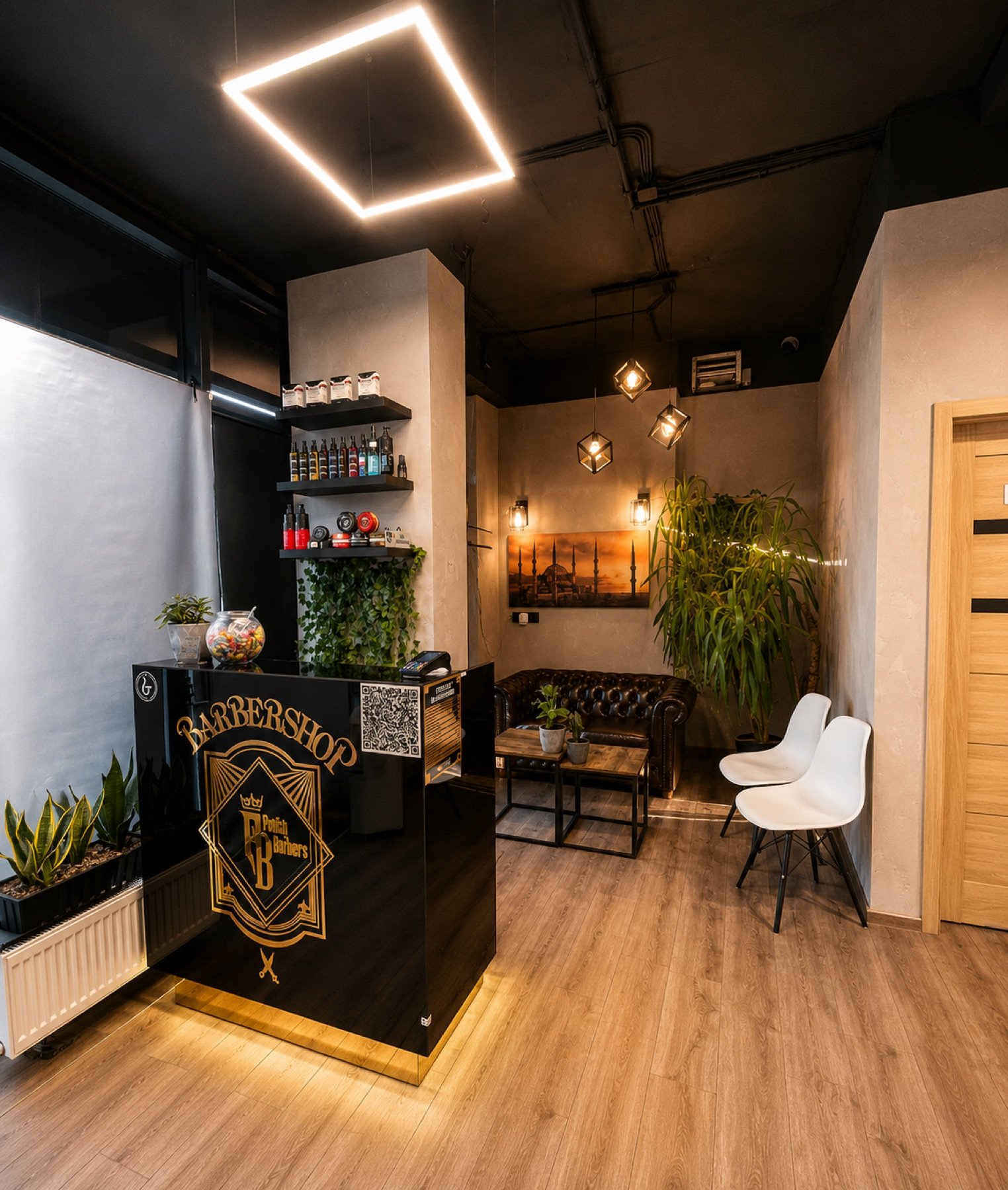 Barber shop finished interior